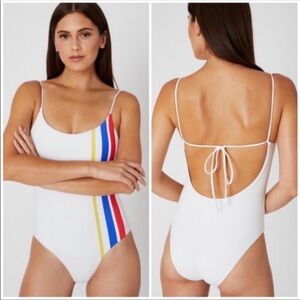 Onia Gabriella Striped One-Piece Swimsuit, Size Small